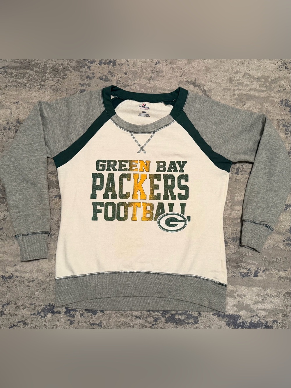 Majestic Women’s Green Bay Packers Colorblock Sweatshirt Large NFL